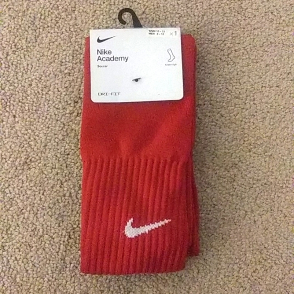 Nike Academy Soccer Knee‎ High Socks SX4120-601 Red Men 8-12 Women 10-13